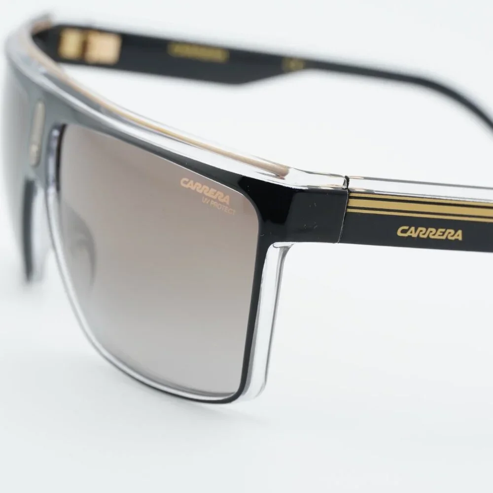 CARRERA 22/N 02M2 HA Sunglasses Black/Gold Shield Frame, Brown Gradient Lenses